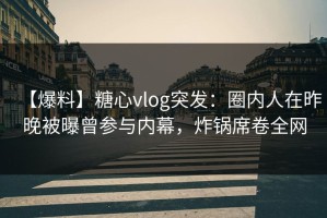 【爆料】糖心vlog突发：圈内人在昨晚被曝曾参与内幕，炸锅席卷全网