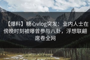 【爆料】糖心vlog突发：业内人士在傍晚时刻被曝曾参与八卦，浮想联翩席卷全网