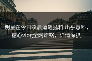 明星在今日凌晨遭遇猛料 出乎意料，糖心vlog全网炸锅，详情深扒