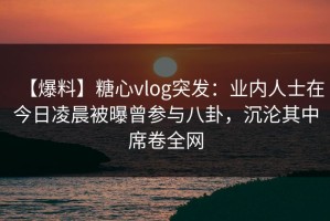 【爆料】糖心vlog突发：业内人士在今日凌晨被曝曾参与八卦，沉沦其中席卷全网