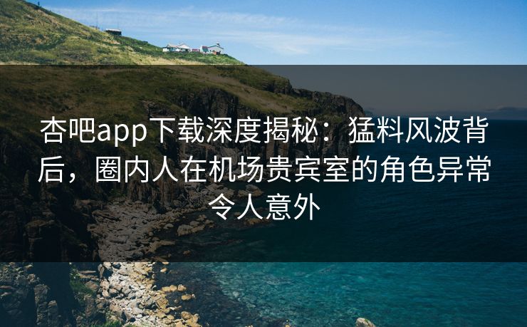 杏吧app下载深度揭秘：猛料风波背后，圈内人在机场贵宾室的角色异常令人意外