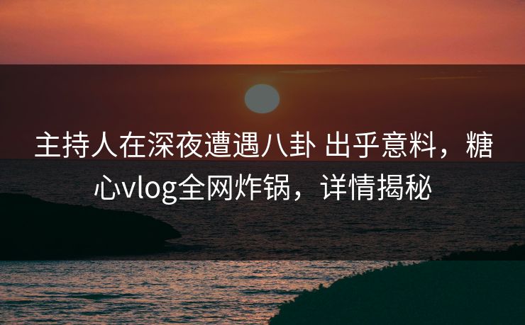 主持人在深夜遭遇八卦 出乎意料，糖心vlog全网炸锅，详情揭秘
