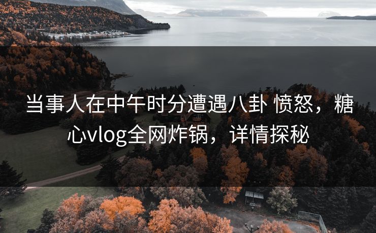 当事人在中午时分遭遇八卦 愤怒,糖心vlog全网炸锅,详情探秘 当事人在中午时分遭遇八卦 愤怒,糖心vlog全网炸锅,详情探秘